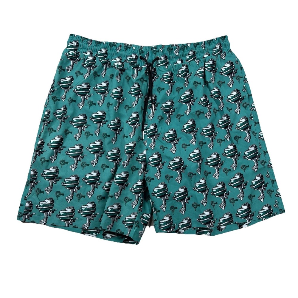 Old South Trunks Mens L All Over Print Boat Motors Beachy Mesh Lined Nautical